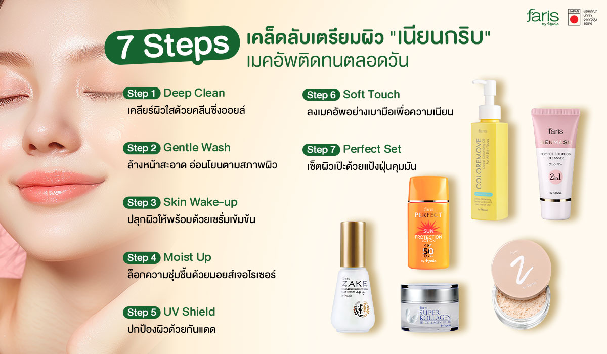 ขั้นตอนการเตรียมผิวก่อนแต่งหน้า ฉบับ faris by naris