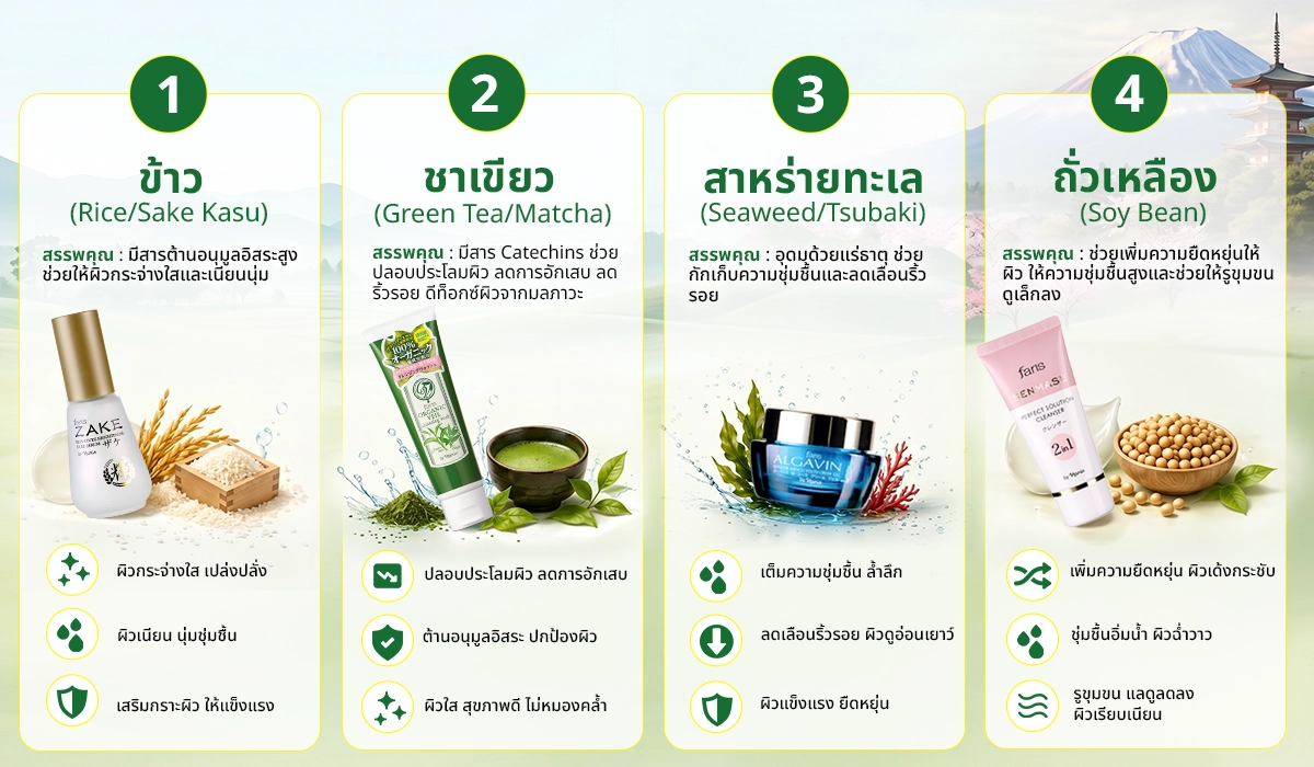 4 สารสกัดจากญี่ปุ่นที่อยู่ในผลิตภัณฑ์ Faris